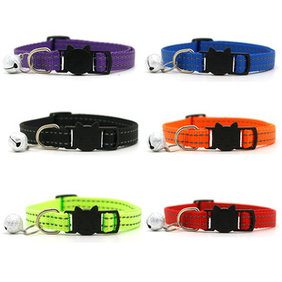 Pet Cha Cha Pet 1.0 Reflective Silk Frosted Bell Collar Cat Dog Collar Cat Head Safety Buckle Collar