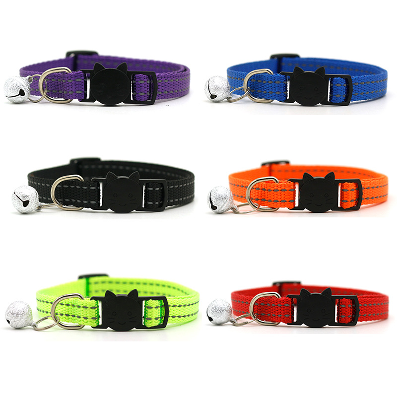 Pet Cha Cha Pet 1.0 Reflective Silk Frosted Bell Collar Cat Dog Collar Cat Head Safety Buckle Collar