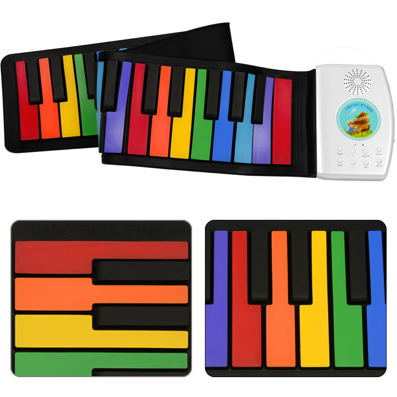 Hand roll piano 49 key color rechargeable children beginner portable folding electronic organ wholesale