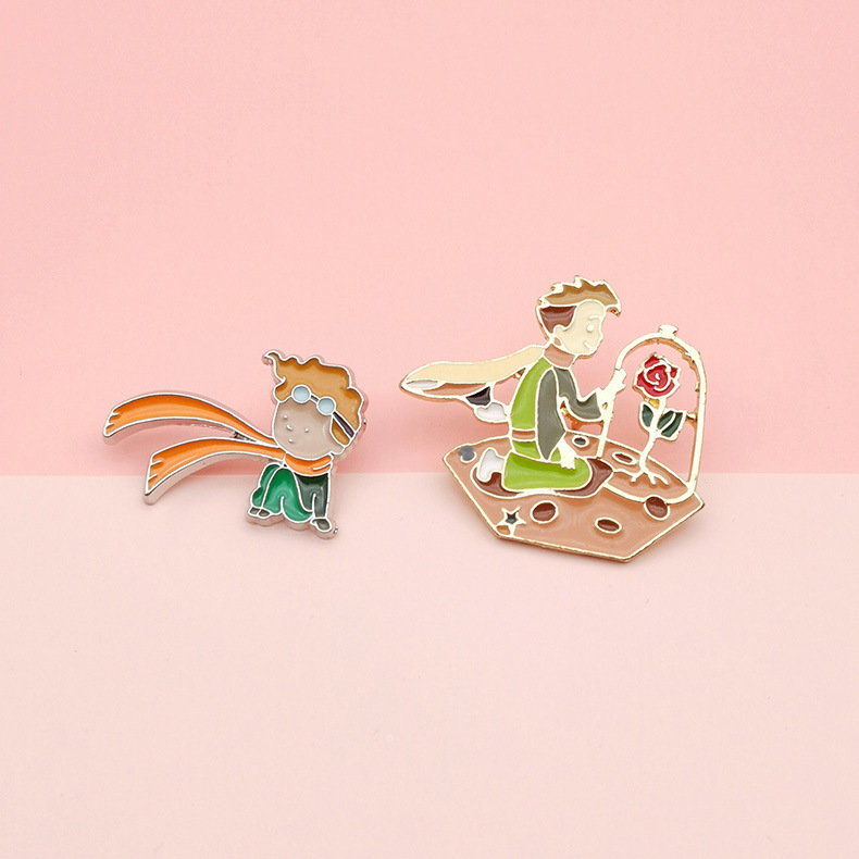 Little Prince Brooch Peripheral Animation Badge Cute Cartoon Pin Jewelry Oil Dropping Anti-running Buckle Alloy Shawl Buckle