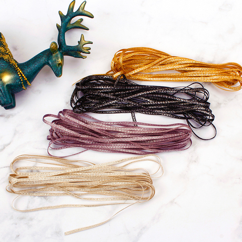 A variety of multi-color rib webbing gift packaging decoration bronzing thread belt 2 meters hemp rope 10 meters spot webbing