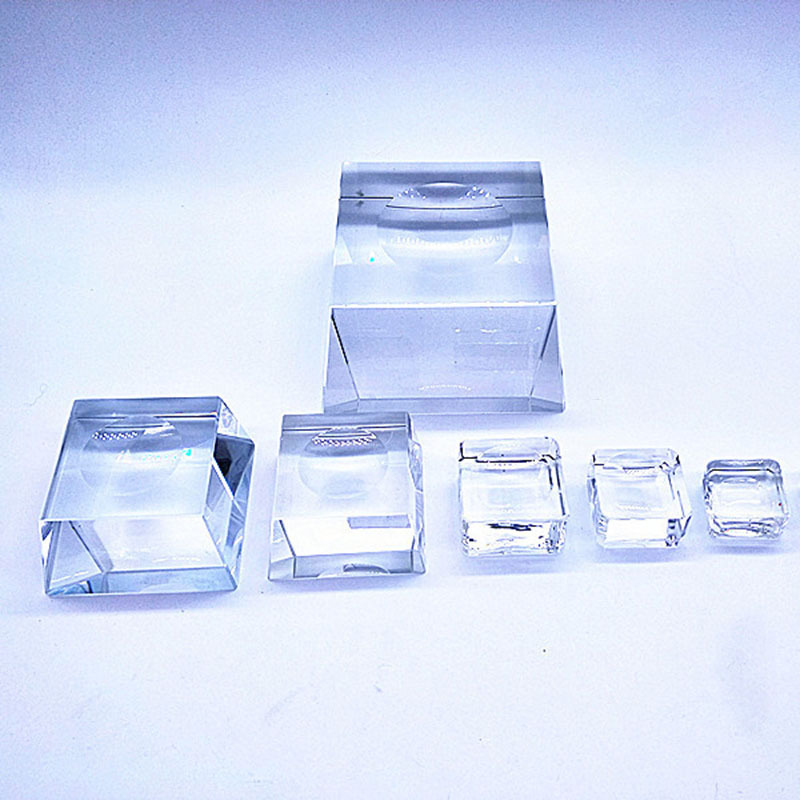 80mm clear crystal glass ball wooden base rotating double base wholesale crystal ball trapezoidal square base
