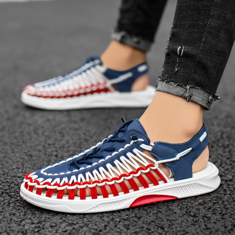 Cross-border Men's Sandals New Men's Summer Fashionable Woven Casual Beach Shoes Vietnam Rome Sandals Tracing Shoes