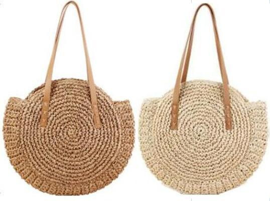 New Vintage Mori Style Round Crochet Straw Bag Women's Summer Bag All-match Beach Travel Holiday Leisure Bag