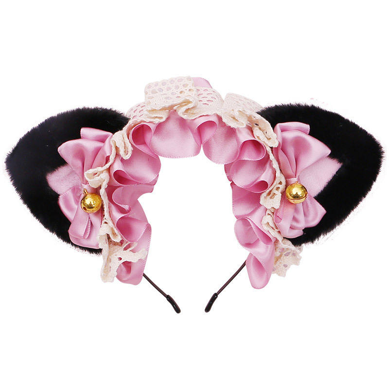 One-piece delivery cute Japanese Lolita hair accessories cat's plush Lolita headdress lace cat ears headband