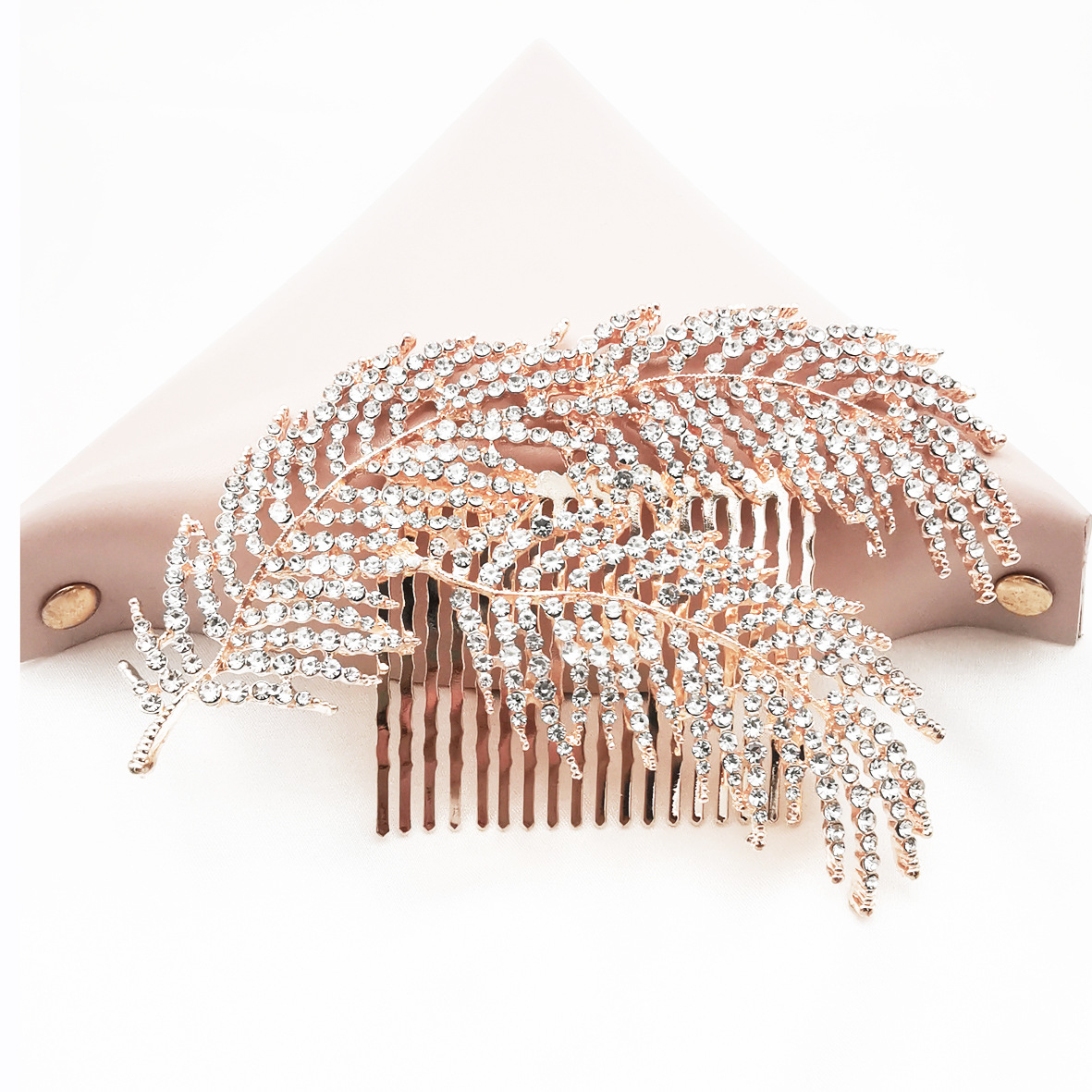 Cross-border Hot-selling Bride Rhinestone Headwear Diamond Leaves Hair Comb and Comb Korean Style Hair Accessories Leaves Accessories