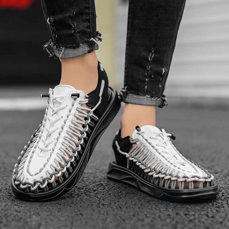 Cross-border Men's Sandals New Men's Summer Fashionable Woven Casual Beach Shoes Vietnam Rome Sandals Tracing Shoes