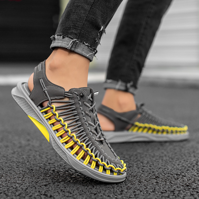 Cross-border Men's Sandals New Men's Summer Fashionable Woven Casual Beach Shoes Vietnam Rome Sandals Tracing Shoes