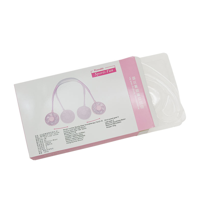 Spot handheld aromatherapy fan packaging neck sports wear color box lazy portable fan packaging box