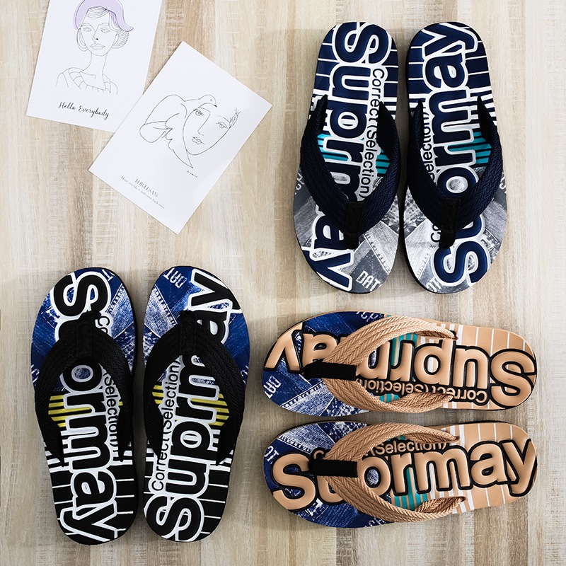 2020 New Arrival Flip-Flops Men's Korean Style Trendy All-Match Fashionable Outer Wear Non-Slip Beach Slippers Distinctive Flip-Flops Sandals