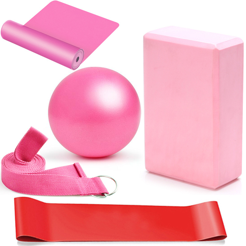 Yoga Ball Five-piece Set Yoga Brick Stretching Belt Latex Bracelet Resistance Ring Yoga Fitness Equipment Cross-Border