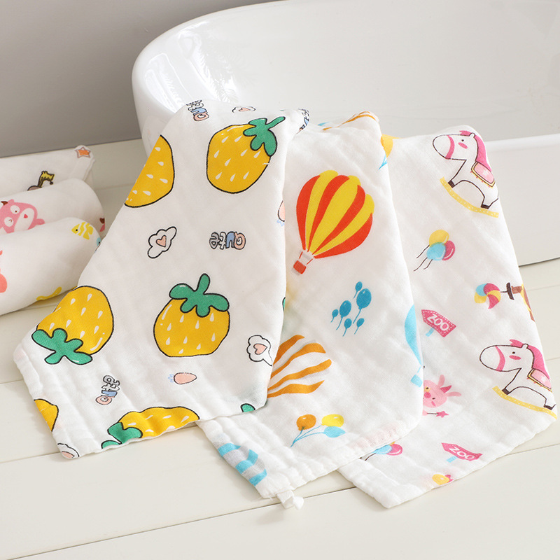 Six layers of 25x 25cm pure cotton A gauze small square towel baby towel absorbent children's treasure face handkerchief milk towel