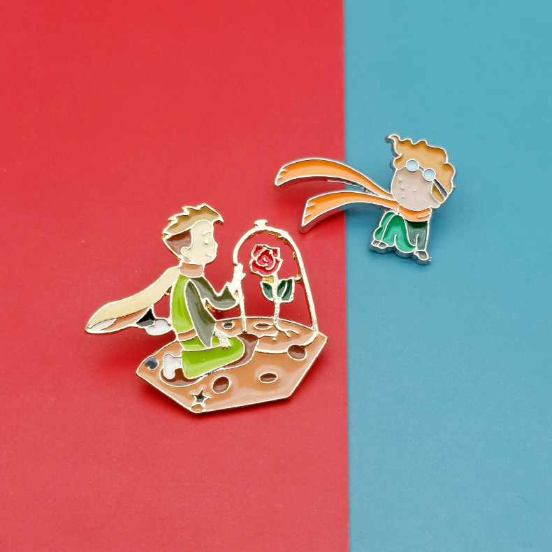 Little Prince Brooch Peripheral Animation Badge Cute Cartoon Pin Jewelry Oil Dropping Anti-running Buckle Alloy Shawl Buckle