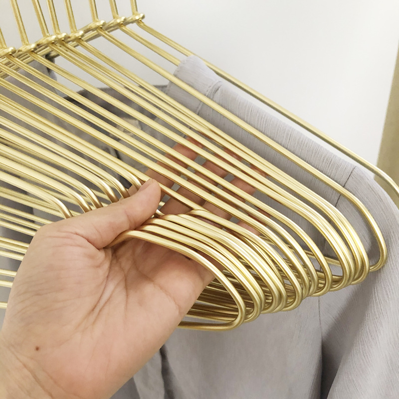 Gold Unprinted Same Style Aluminum Alloy Clothes Hanger Silver Space Aluminum Clothes Hanging Metal Non-rusting Non-slip Clothes Bracing Clip