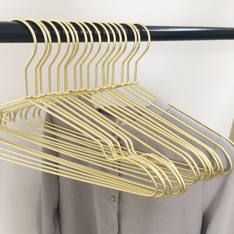 Gold Unprinted Same Style Aluminum Alloy Clothes Hanger Silver Space Aluminum Clothes Hanging Metal Non-rusting Non-slip Clothes Bracing Clip