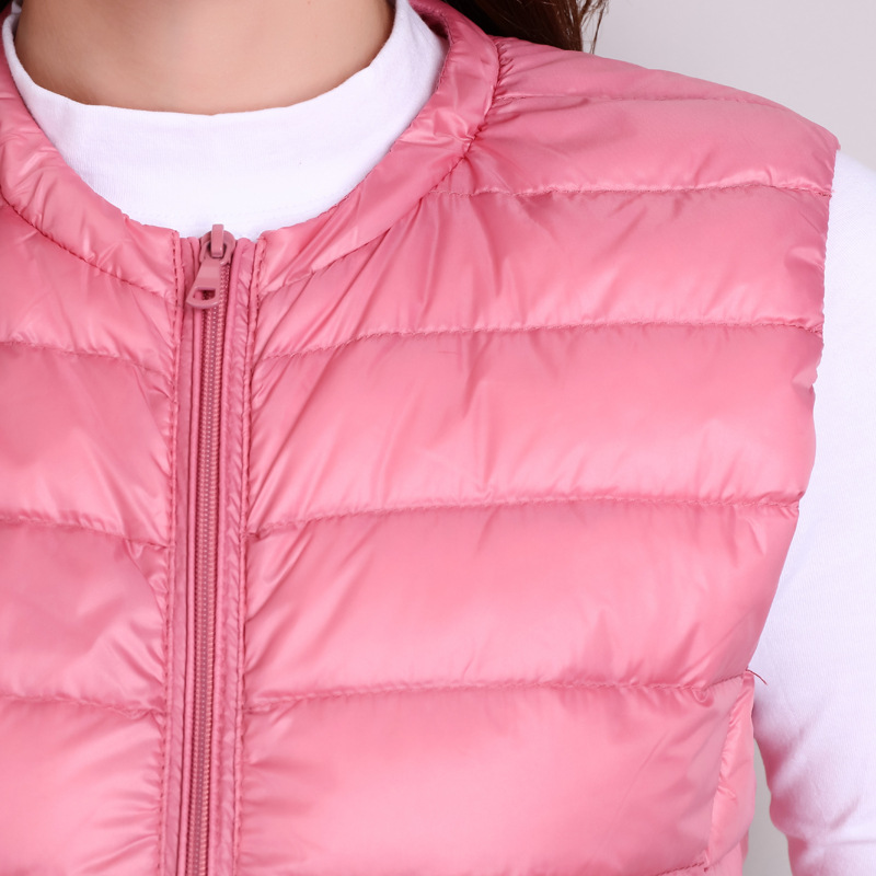 Autumn and Winter New Round Neck Down Jacket Vest Women's Lightweight Short Korean Large Size Slim-fit Warm Vest Inner Tank Vest
