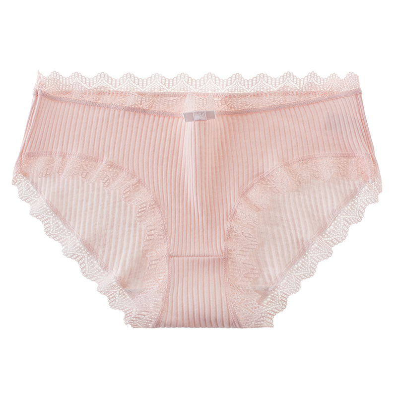 New Style Women's Lace Threaded Underwear Mid-waist Breathable Pure Cotton Bottom Comfortable Briefs Japanese Style Women's Underwear for Women