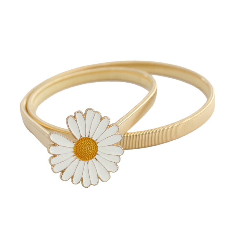 Women's Four Seasons Dress Accessories Joker Elastic Waist Seal Women's Metal Elastic Leaf Belt