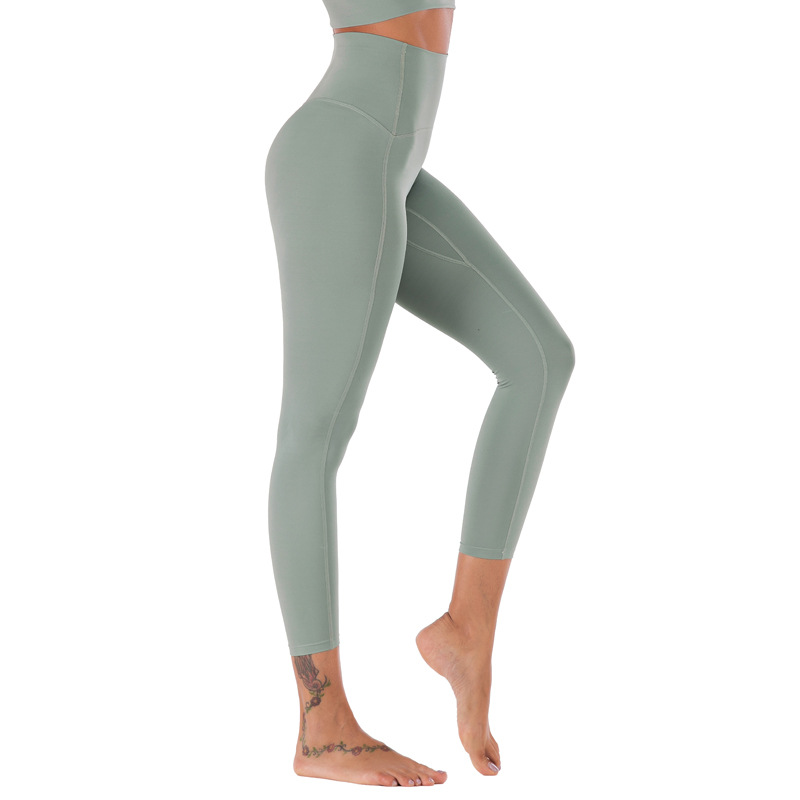New No Embarrassment Naked Fitness Pants Women's High Waist Peach Pants Stretch Tight Yoga Sports Running Ankle-length Pants