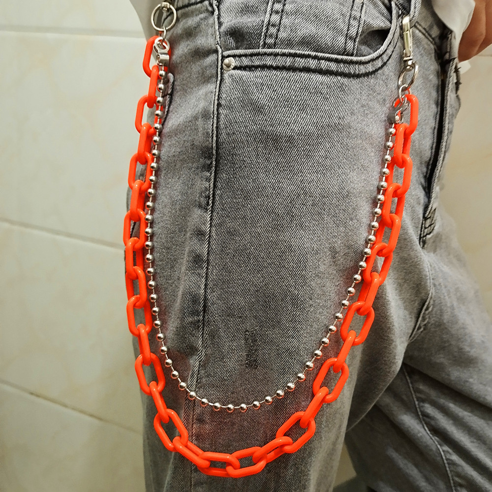 European and American cross-border jewelry acrylic color fluorescent chain waist chain female punk retro plastic body chain wholesale