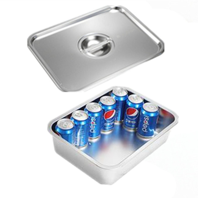 Tray Stainless Steel Square Plate Deepened Rectangular Steamed Rice Plate Buffet Basin Flat Bottom Dumpling Plate Stainless Steel Plate