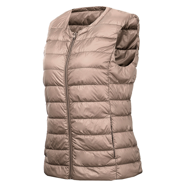 Autumn and Winter New Round Neck Down Jacket Vest Women's Lightweight Short Korean Large Size Slim-fit Warm Vest Inner Tank Vest