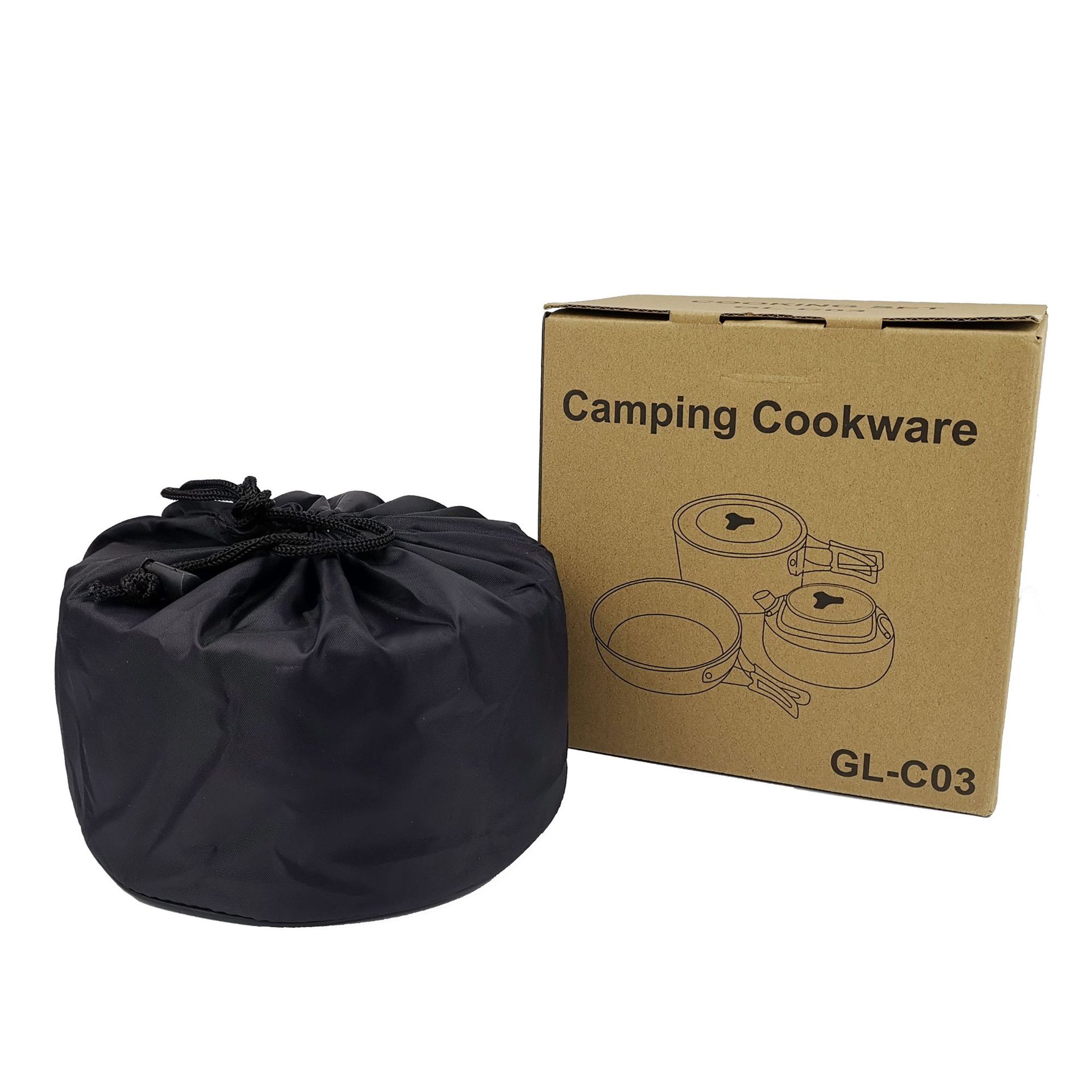 Amazon Hot Sale Outdoor Set Pot Teapot Portable Outdoor Cookware Set Camping Kettle Pot Three-piece Set