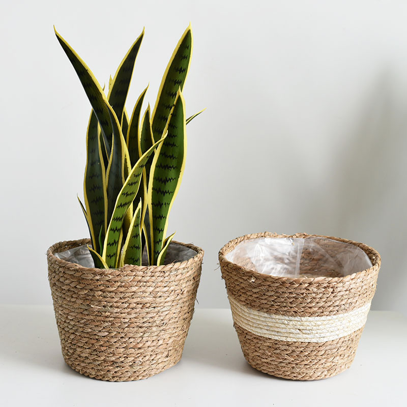 Straw Flower Basket Flower Pot Potted Creative Bamboo Basket Woven Basket Rattan Plant Bamboo Woven Flower Basket Bamboo Basket Decoration