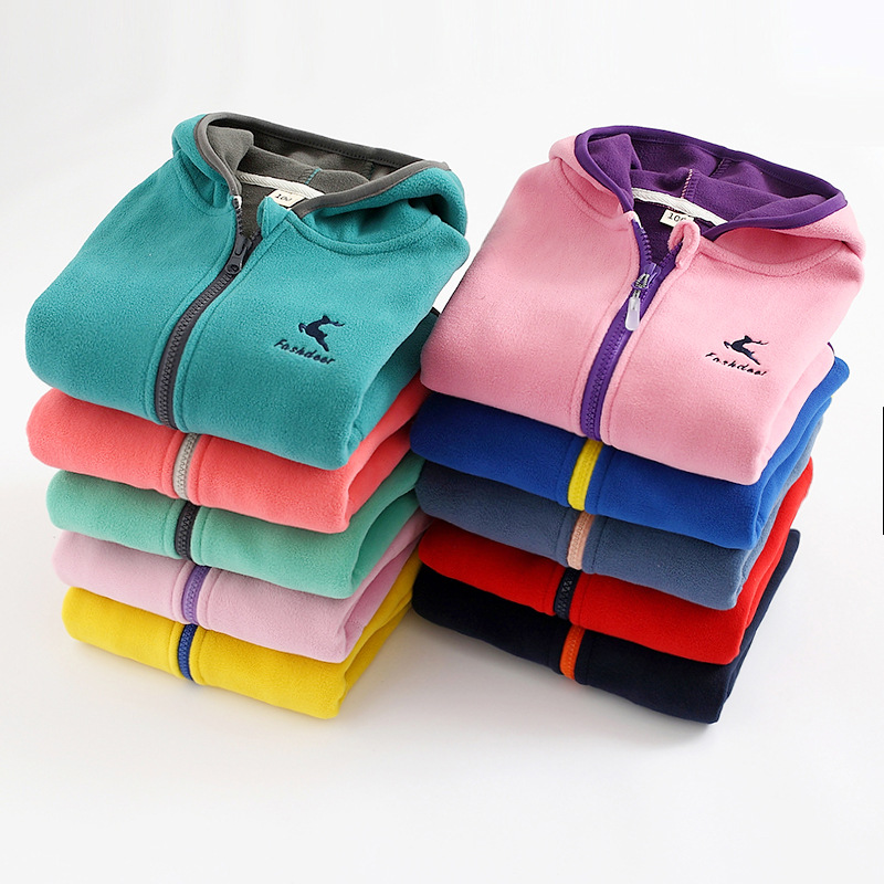 @ Children's coat autumn and winter style Korean casual polar fleece hooded long sleeve boys' and girls' baby coat substitute hair