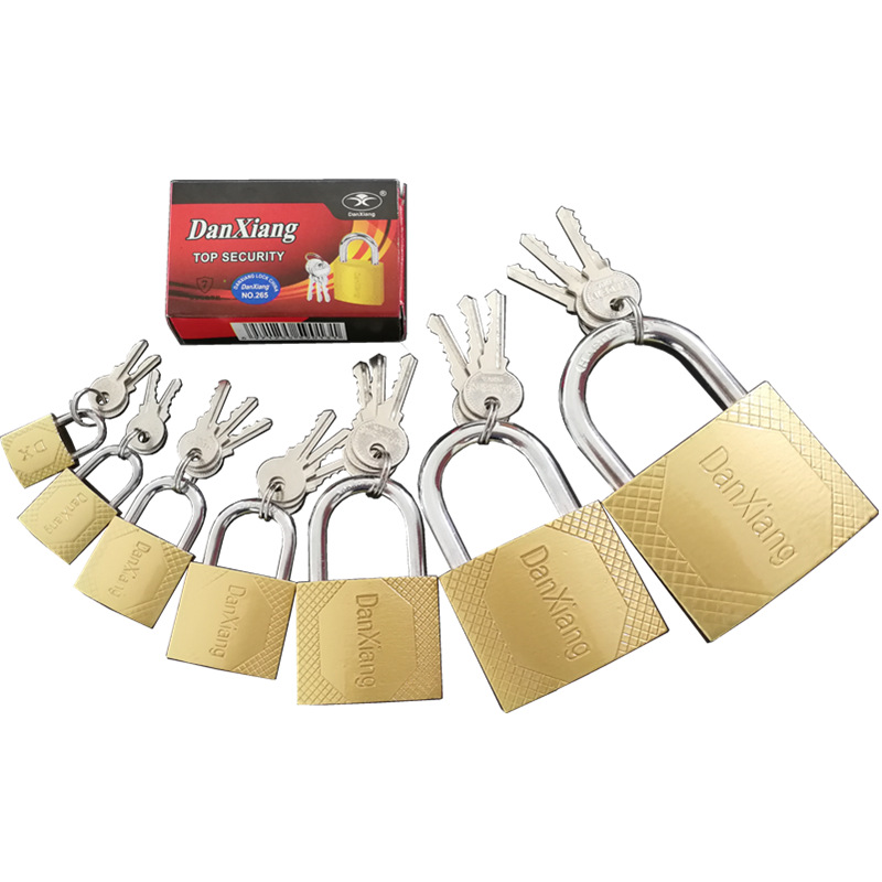 Pujiang one-character padlock anti-theft open lock single open padlock straight open padlock imitation copper lock marble lock student Lock