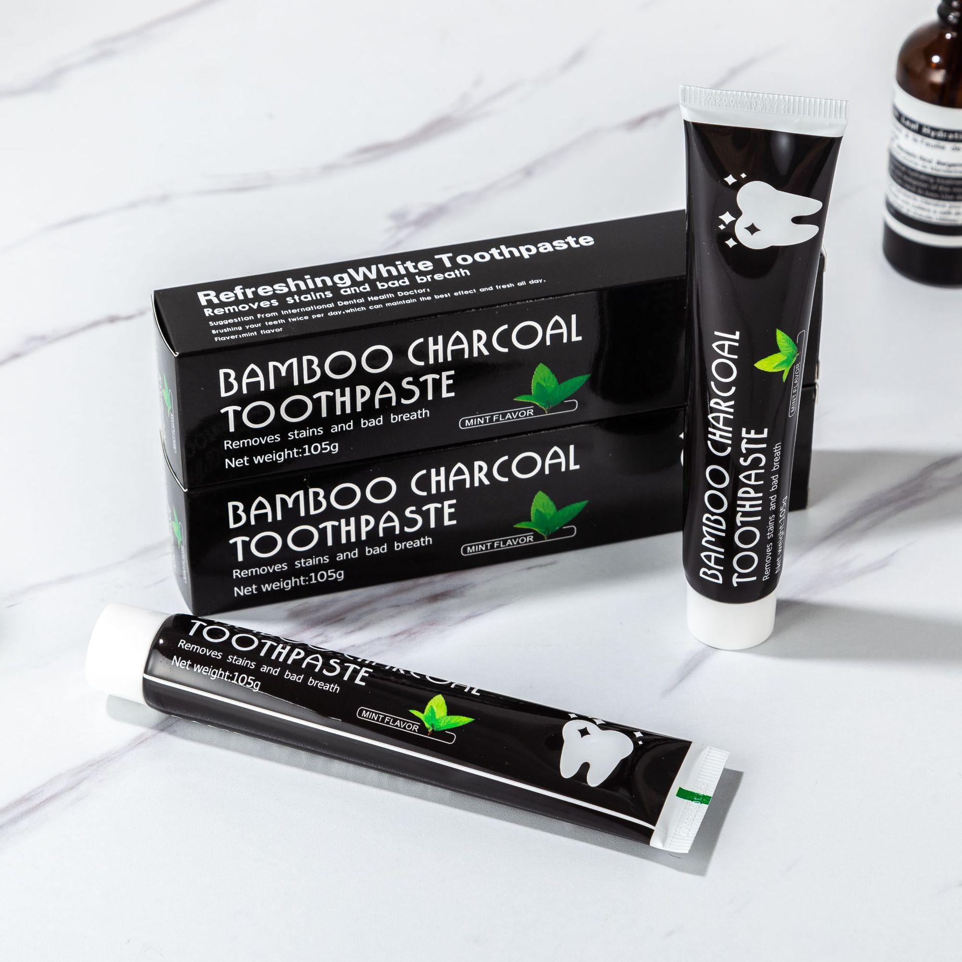 Shake sound Bamboo activated carbon Bamboo charcoal crystal black paste coconut shell toothpaste fresh breath tooth stains factory wholesale