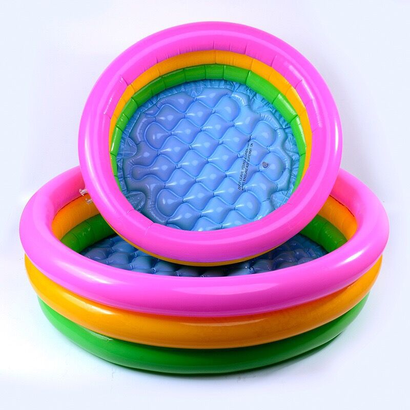 Spot factory direct 60cm 90cm children water three-color inflatable rainbow round hand late