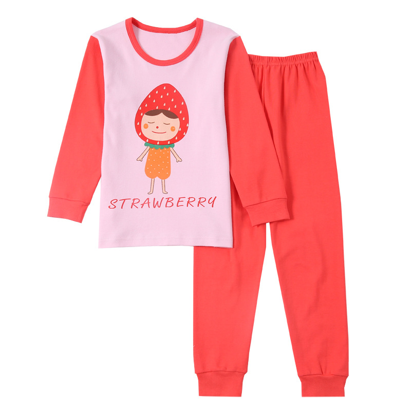 Children's Underwear Set Pure Cotton Boy's and Girl's Cotton Sweater Autumn and Winter Pajamas Baby's Cartoon Autumn Clothes Autumn Trousers Home Clothes