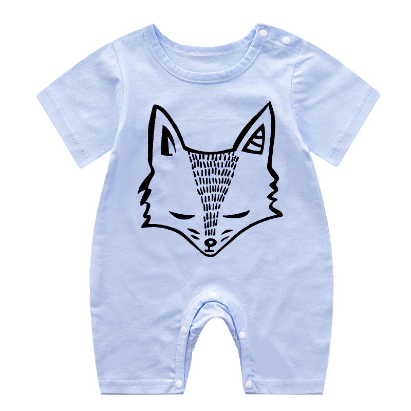 Cross-border Shrimp Skin Explosions Baby's Suit Summer Cotton Cartoon Printed Short-sleeved Climbing Suit for Boys and Girls