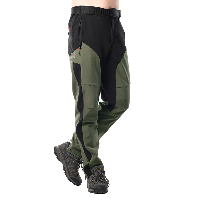 Winter Outdoor Soft Shell Charge Pants Men's Fleece-lined Thickened Water-repellent Skiing Climbing Pants Warm Sports Pants