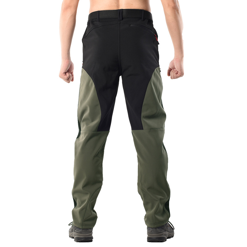 Winter Outdoor Soft Shell Charge Pants Men's Fleece-lined Thickened Water-repellent Skiing Climbing Pants Warm Sports Pants