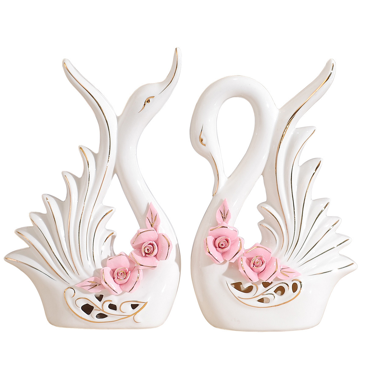 Swan ornaments factory direct creative ceramic living room TV cabinet decorations for wedding gifts crafts
