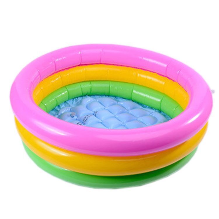 Spot factory direct 60cm 90cm children water three-color inflatable rainbow round hand late