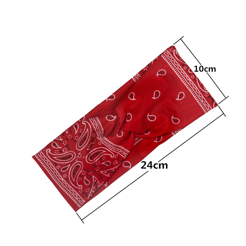 European and American Cross-border Explosions Printed Sports Headband Elastic Knot Cross Hair Band Cashew Flower Headband Hair Accessories