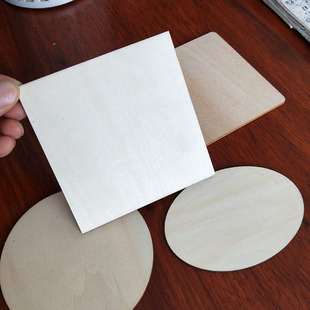 Laser cut wood chip round wood chip square wood board rectangular geometric diy clay graffiti oval wood chip