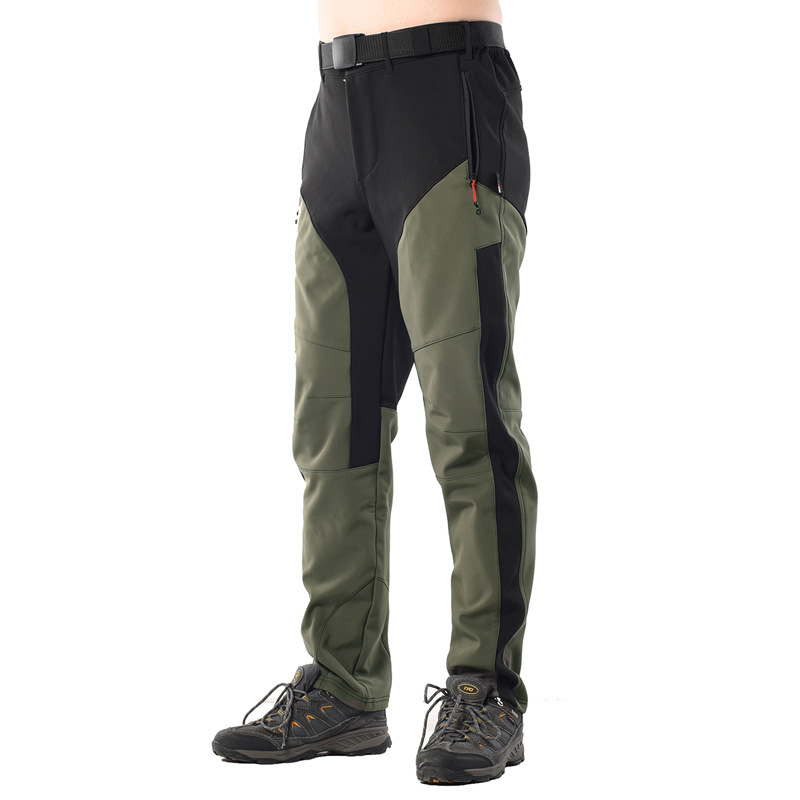 Winter Outdoor Soft Shell Charge Pants Men's Fleece-lined Thickened Water-repellent Skiing Climbing Pants Warm Sports Pants