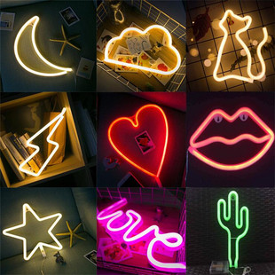Manufacturers new LED neon lights with lightning clouds planet modeling lights love love rainbow Christmas night light
