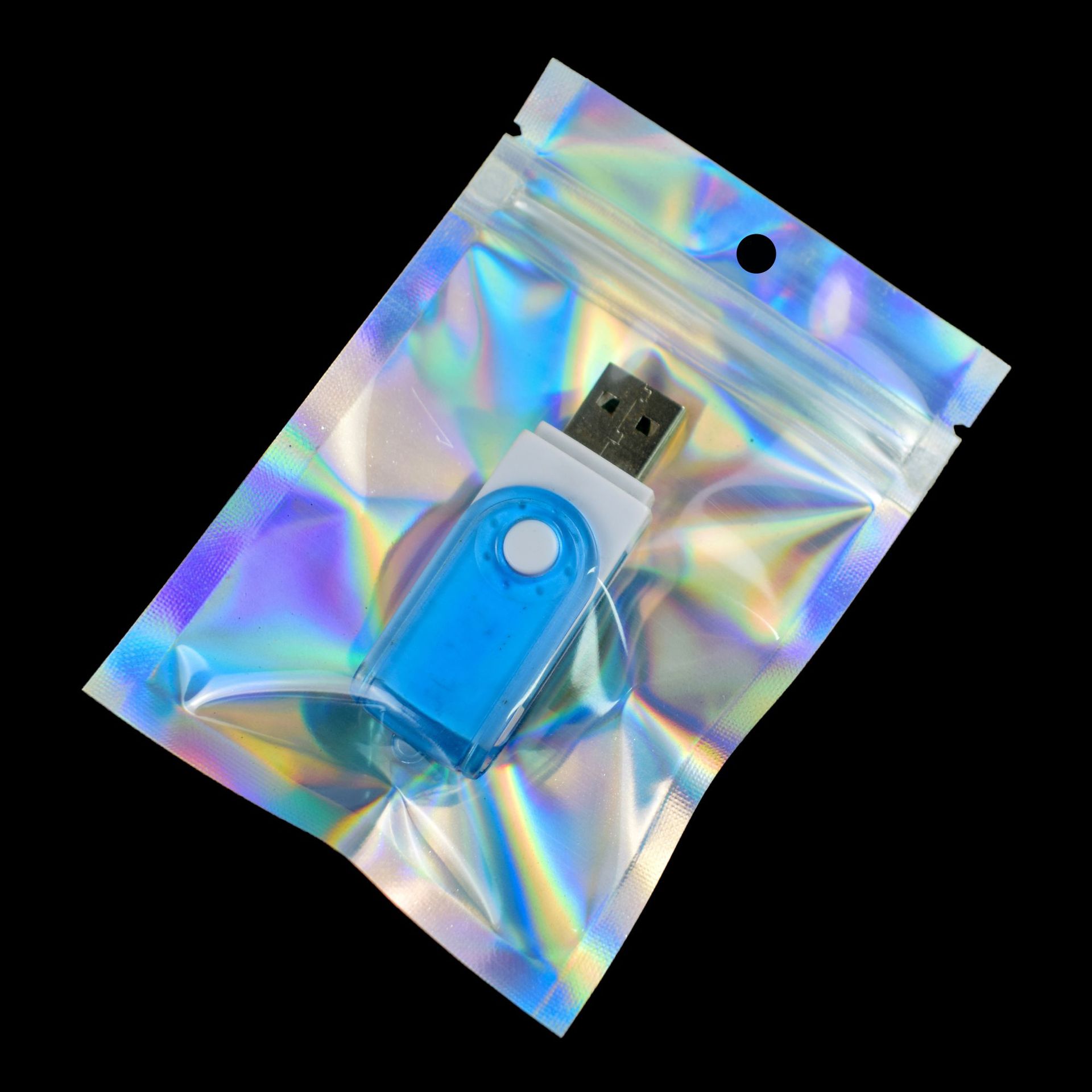 in stock gift laser packaging bag yin and yang bone bag jewelry data cable packaging bag mobile phone case laser self-sealing bag