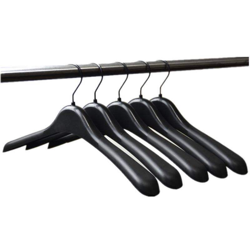 Wide shoulder seamless black plastic clothing store hanger wholesale frosted non-slip clothing hanger household adult pants rack clip custom
