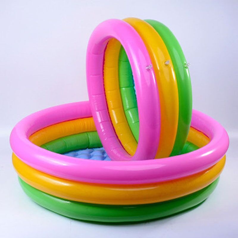 Spot factory direct 60cm 90cm children water three-color inflatable rainbow round hand late