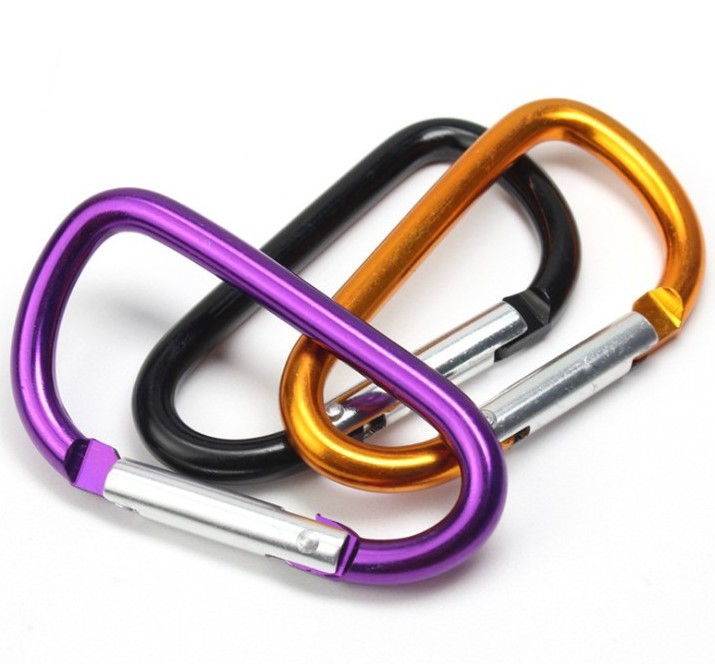 Factory Direct supply safety carabiner high quality No. 5 D type aluminum alloy carabiner outdoor hanging buckle water bottle buckle backpack buckle