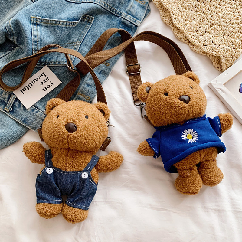 Korean Style insi Cute Plush Bag Women's Mini Doll Crossbody Backpack Cartoon Student Bear Shoulder Bag