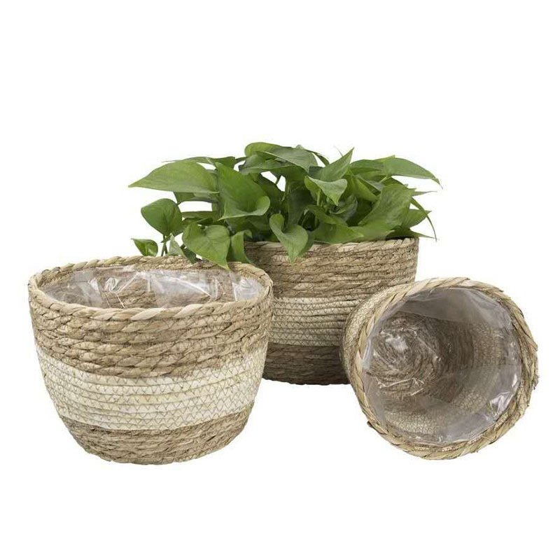 Straw Flower Basket Flower Pot Potted Creative Bamboo Basket Woven Basket Rattan Plant Bamboo Woven Flower Basket Bamboo Basket Decoration