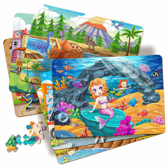 Wooden baby children early education Enlightenment toys 60 pieces of wooden jigsaw puzzle building blocks stall toy manufacturers wholesale