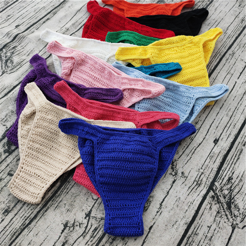 2021 AliExpress Wish Unisex Sexy Ventilated Underwear Handmade Crochet Sunbathing G-string